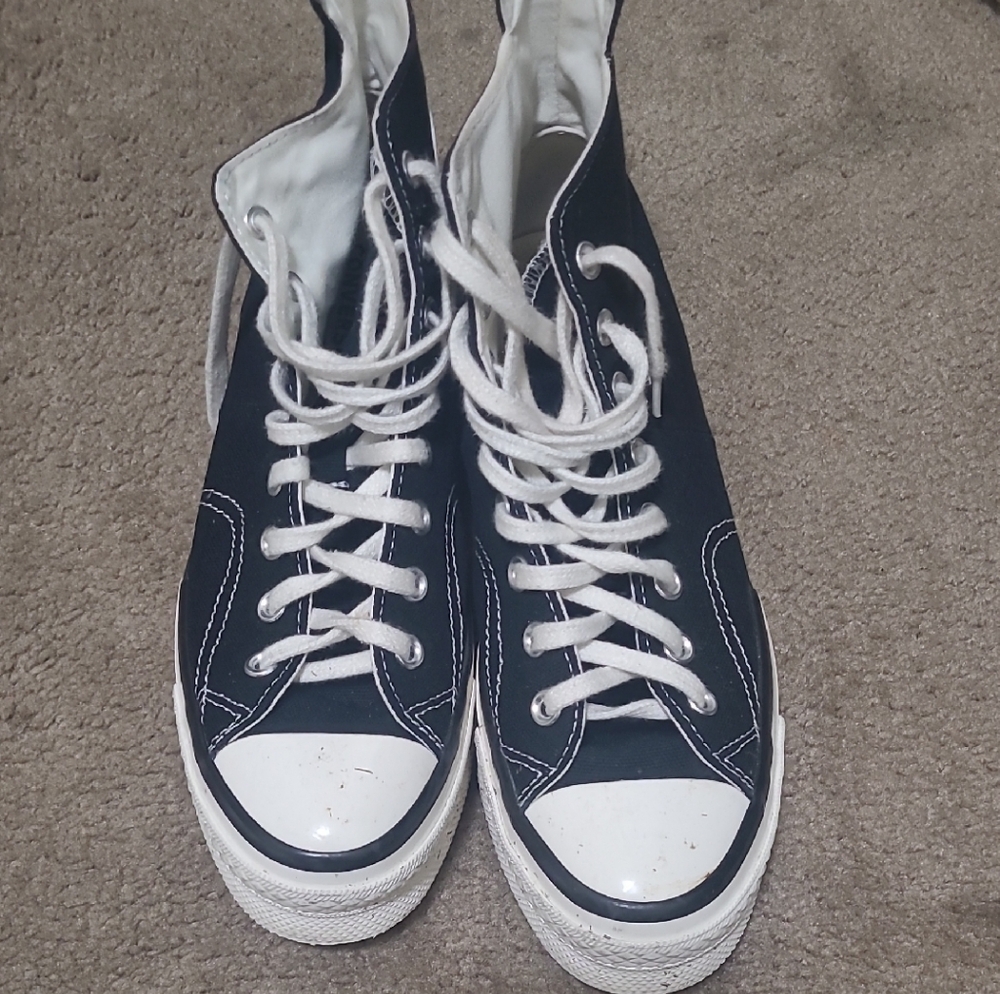 Rick Owen Inspired Converse Black and White Sneakers with Canvas Upper